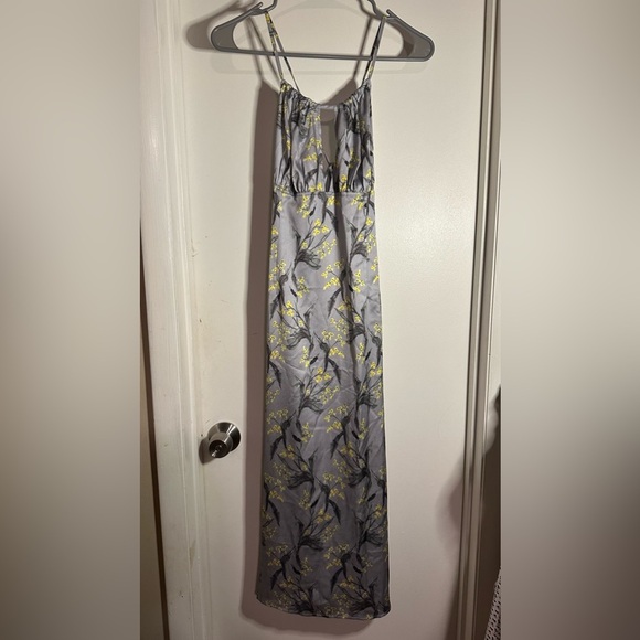NWT Cupshe Floral Keyhole Midi Dress Gray Yellow Size Medium - Picture 3 of 9